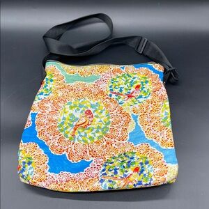Blue Q Artwork by Miki Amano Wax Cloth Bright Bird Pattern Cloth Crossbody Bag